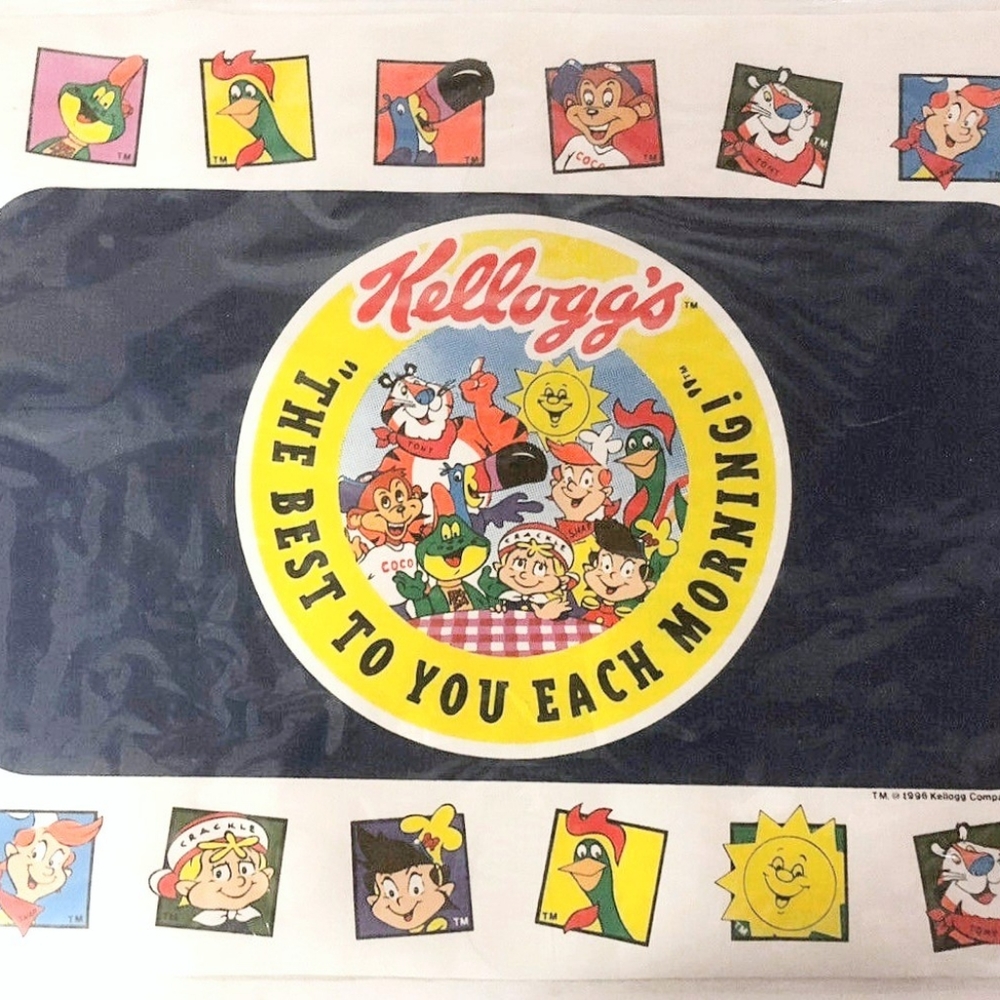 Vintage 1996 Set of 4 Kellogg's Cereal Vinyl Placements  - Picture 2 of 3